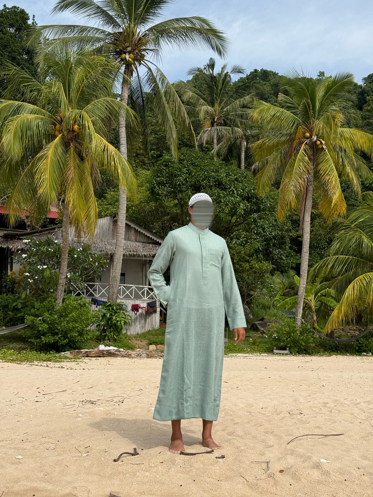 Qamis Lin Siyaha Vert D’Eau